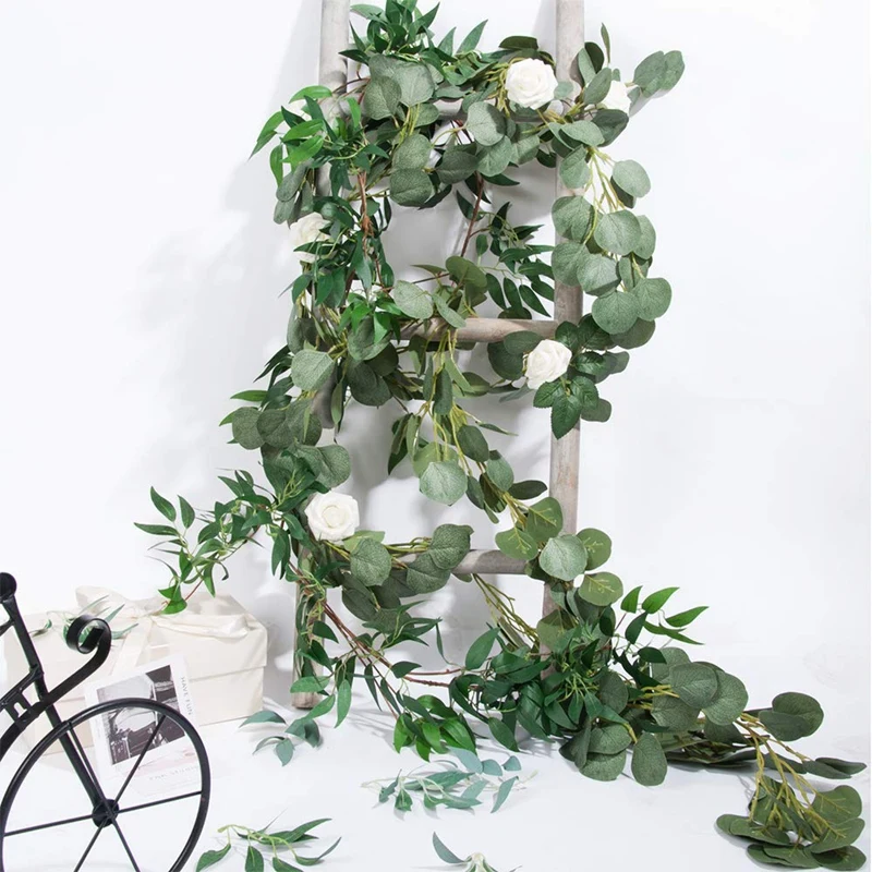 ELEG 6.5 Foot искусственный эвкалипт из венков и 6 футовый ивовой лозы ветви лист