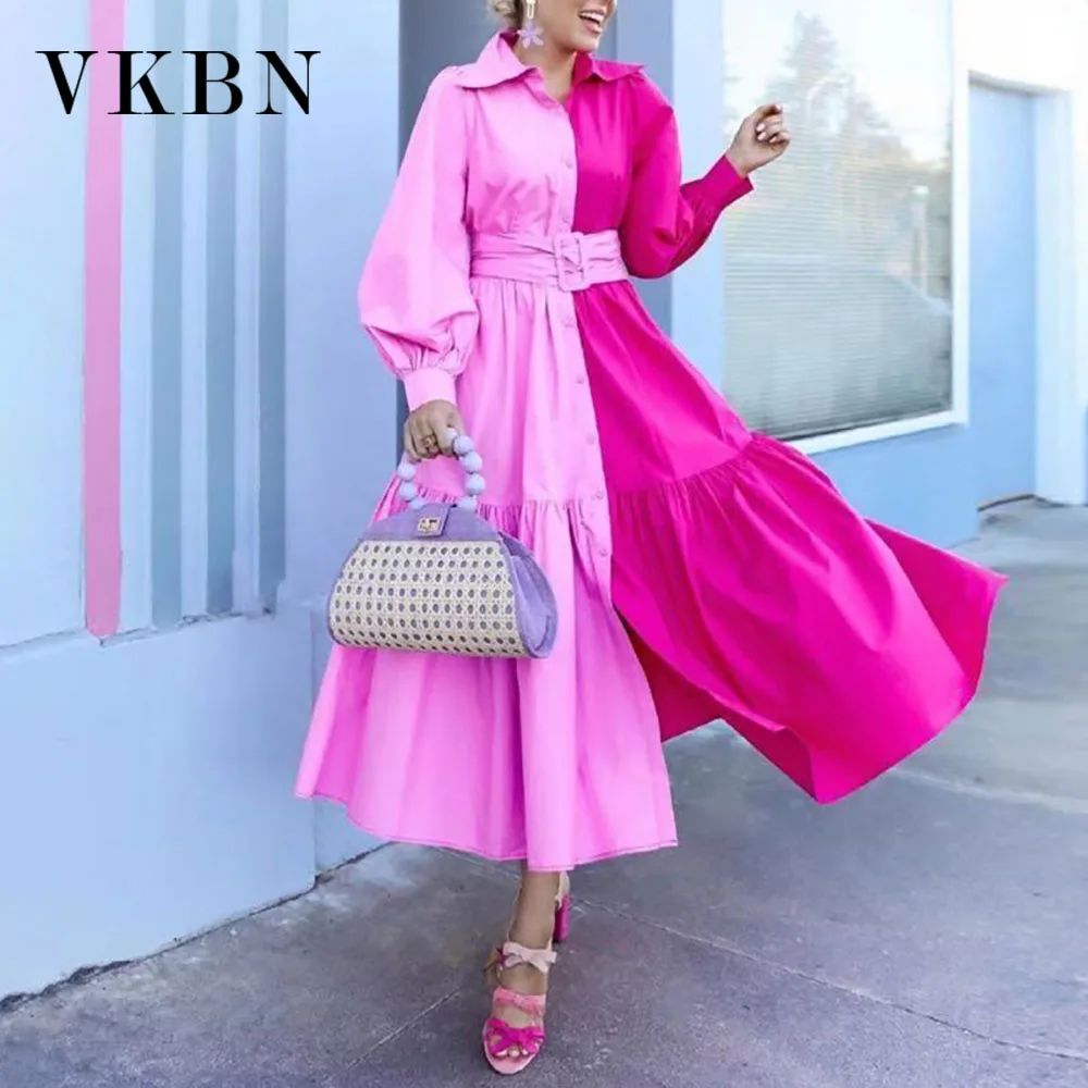 VKBN Women Dresses Summer Patchwork Long Lantern Sleeve Casual Maxi Rose Party Dress Elegant Vestidos De Fiesta
VKBN Women Dresses Summer Patchwork Long Lantern Sleeve Casual Maxi Rose Party Dress Elegant Vestidos De Fiesta