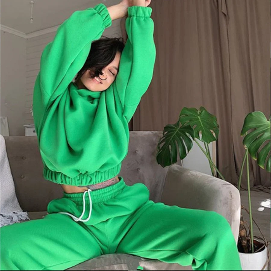 New Autumn Winter Two Piece Set Women Casual Hoodie Fleece Sweatshirt Crop Top & Pants Tracksuit Sport Jogging Suit Set 2021
New Autumn Winter Two Piece Set Women Casual Hoodie Fleece Sweatshirt Crop Top & Pants Tracksuit Sport Jogging Suit Set 2021