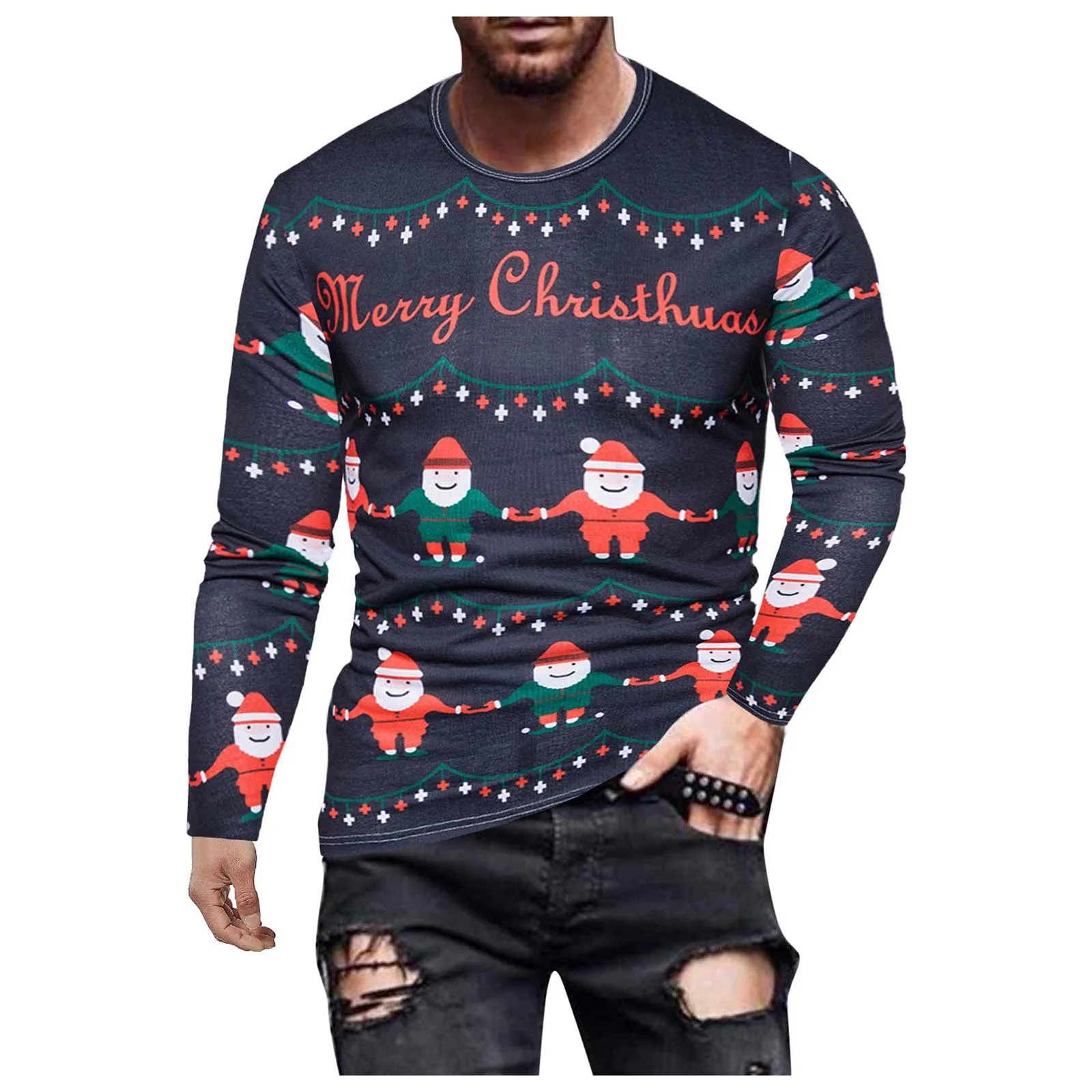 Men's Christmas Essential Baggy Tee Festival Celebrate Printed O-Neck Fit Pullover Banquet T-shirt Bottoming Top Casual
Men's Christmas Essential Baggy Tee Festival Celebrate Printed O-Neck Fit Pullover Banquet T-shirt Bottoming Top Casual