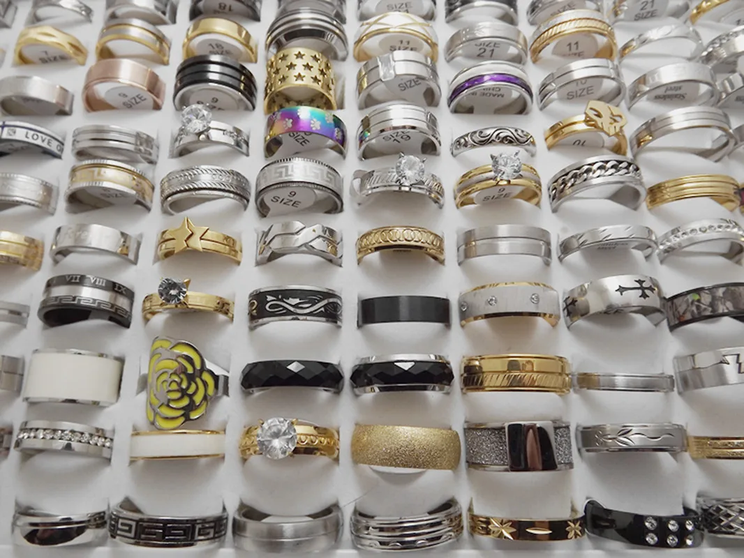 Wholesale 100 pcs high quality Fashion mixing 100 different styles Stainless Steel rings
Wholesale 100 pcs high quality Fashion mixing 100 different styles Stainless Steel rings