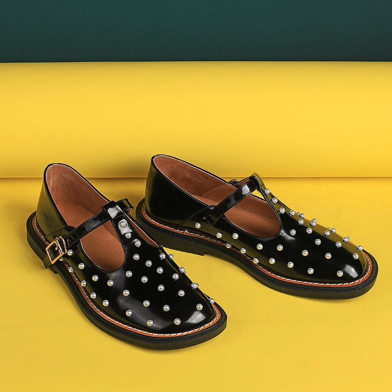 Pearl Decoration Flats for Women Genuine Leather Comfortable Shoes 2021 Spring New High Quality Mary Janes Round Toe Shose Women
Pearl Decoration Flats for Women Genuine Leather Comfortable Shoes 2021 Spring New High Quality Mary Janes Round Toe Shose Women