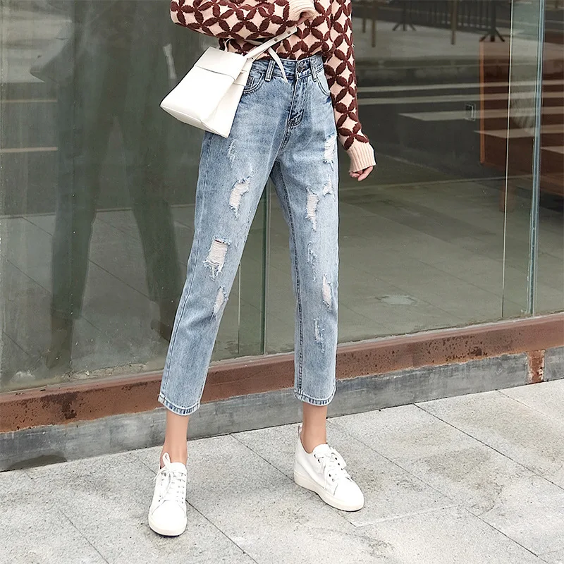Ripped Jeans Womens Harem Denim Pants Light Color High Waist Streetwear Women Beggar Pants Casual Style Females Cropped Trousers
Ripped Jeans Womens Harem Denim Pants Light Color High Waist Streetwear Women Beggar Pants Casual Style Females Cropped Trousers