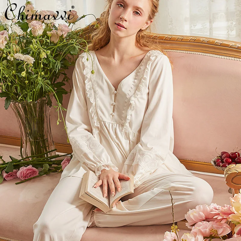 2021 Spring and Autumn New Cotton Retro Pajamas Court Style Sweet Princess Long-Sleeved Sleepwear Red Homewear Suit Pyjama Set
2021 Spring and Autumn New Cotton Retro Pajamas Court Style Sweet Princess Long-Sleeved Sleepwear Red Homewear Suit Pyjama Set