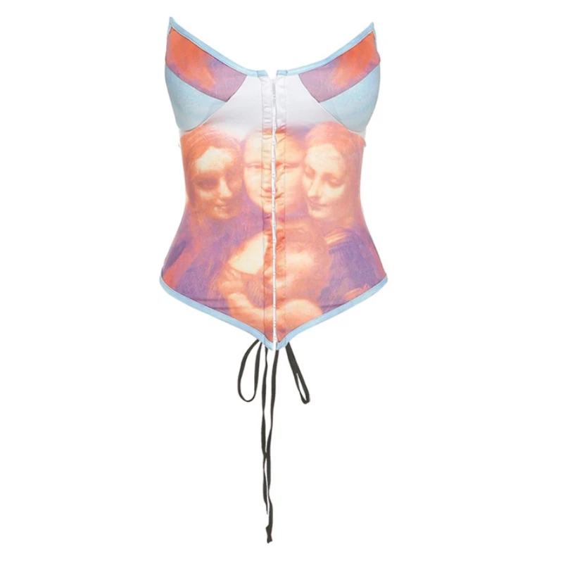 Q0KE Vintage Oil Painting Vest For Women Wide Collar Up Sleeveless Tunic Sexy Female Summer Fashion Backless Bustier
Q0KE Vintage Oil Painting Vest For Women Wide Collar Up Sleeveless Tunic Sexy Female Summer Fashion Backless Bustier