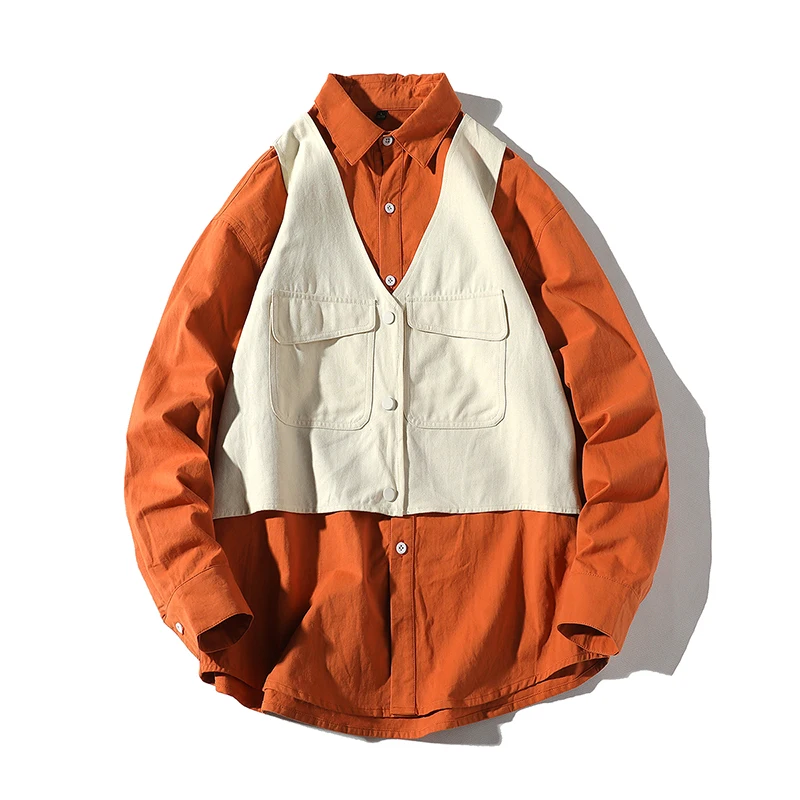 2021 Men Thin Patchwork Jackets Mens Fake 2 Pieces Harajuku Streetwear Shirts Outwear Jacket Mens Fashion Vest Coat
2021 Men Thin Patchwork Jackets Mens Fake 2 Pieces Harajuku Streetwear Shirts Outwear Jacket Mens Fashion Vest Coat