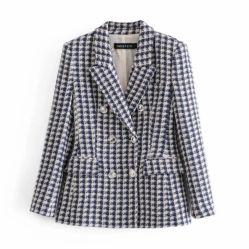 Women Houndstooth Loose Tweed Blazers 2021 Spring-Autumn Fashion Ladies Elegant Patchwork Plaid Jackets Casual Female Chic Tops
Women Houndstooth Loose Tweed Blazers 2021 Spring-Autumn Fashion Ladies Elegant Patchwork Plaid Jackets Casual Female Chic Tops