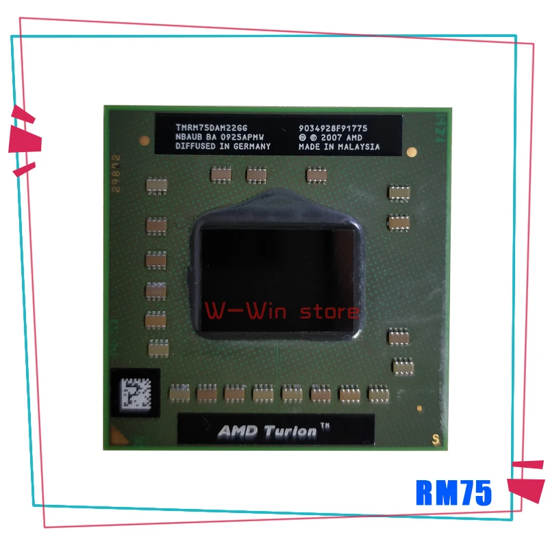 AMD Turion 64 X2 Mobile technology RM-75 RM 75 RM75 2.2 GHz Dual-Core Dual-Thread CPU Processor TMRM75DAM22GG Socket S1
AMD Turion 64 X2 Mobile technology RM-75 RM 75 RM75 2.2 GHz Dual-Core Dual-Thread CPU Processor TMRM75DAM22GG Socket S1