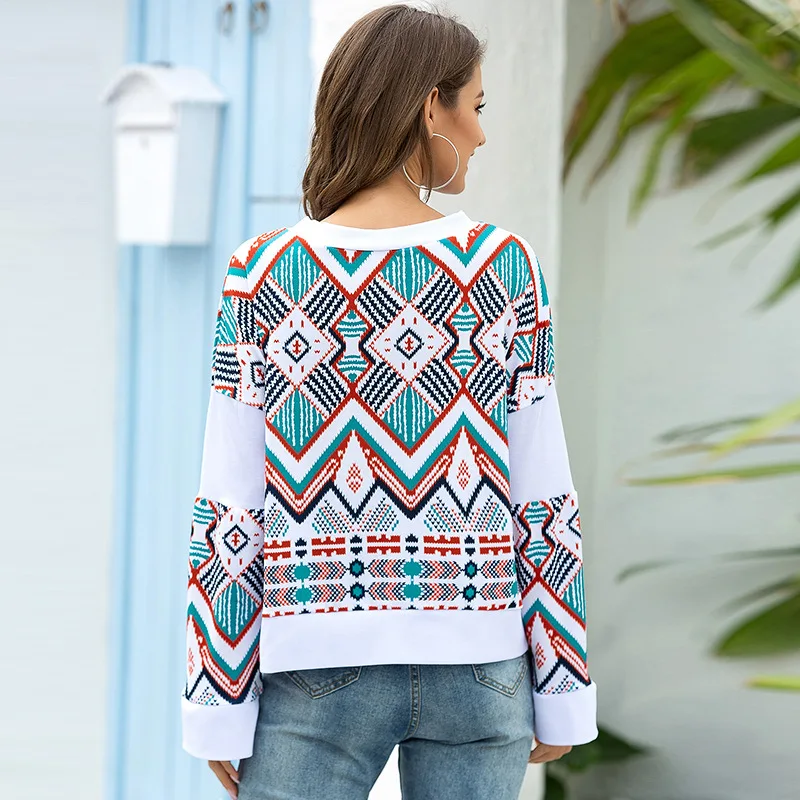 Elegant Bohemia Print Oversized Pullovers Women Autumn Winter O-Neck Loose Long Sweaters Streetwear Warm Chic Sweater Tops 2021
Elegant Bohemia Print Oversized Pullovers Women Autumn Winter O-Neck Loose Long Sweaters Streetwear Warm Chic Sweater Tops 2021