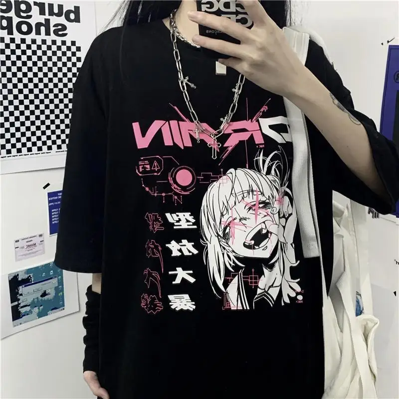 Женская готическая Футболка Harajuku черные укороченные топы с коротким рукавом и