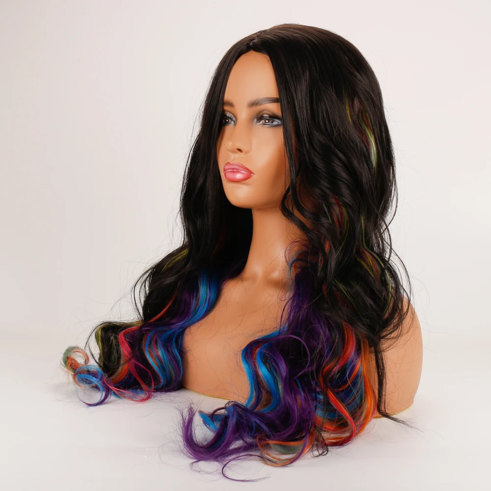 DLME HAIR Rrinbow Colorful Color 26 inches Long Body Wave None Lace Wig Black Synthetic Wigs for Black Women Middle Part Wig
DLME HAIR Rrinbow Colorful Color 26 inches Long Body Wave None Lace Wig Black Synthetic Wigs for Black Women Middle Part Wig