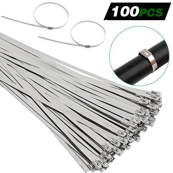 100PCS Multi-Purpose Locking Cable Metal Zip Ties Stainless Steel Cable twist Ties Locking Metal Zip-Exhaust Wrap Coated
100PCS Multi-Purpose Locking Cable Metal Zip Ties Stainless Steel Cable twist Ties Locking Metal Zip-Exhaust Wrap Coated