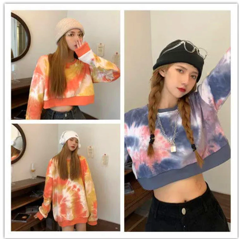 Sweatshirt Women Tie-dye High Street Style Baggy Short Tops O Neck Pullover Fashion Streetwear Print Womens Clothing
Sweatshirt Women Tie-dye High Street Style Baggy Short Tops O Neck Pullover Fashion Streetwear Print Womens Clothing