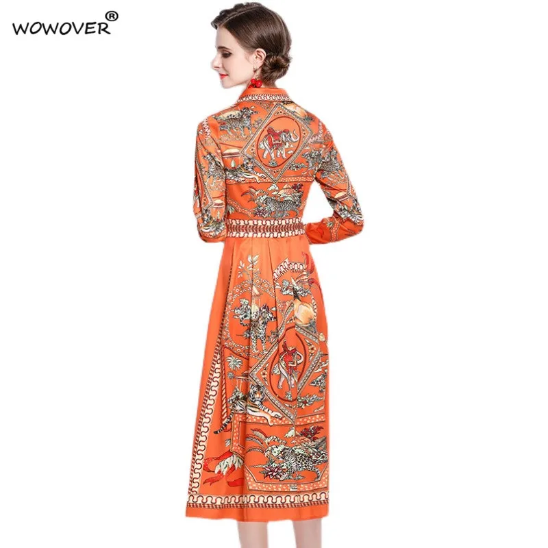 Spring Fashion Long Sleeve Turn Down Collar Women Animal Print Runway Dress Midi Aline Vestidos Elegant Lady Vintage Robe Femme
Spring Fashion Long Sleeve Turn Down Collar Women Animal Print Runway Dress Midi Aline Vestidos Elegant Lady Vintage Robe Femme
