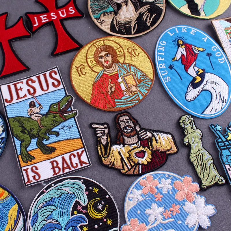 Jesus Embroidered Patches For Clothing DIY Van Gogh Iron On Patches On Clothes Stripes Sea Wave Badges On BackPack Accessory
Jesus Embroidered Patches For Clothing DIY Van Gogh Iron On Patches On Clothes Stripes Sea Wave Badges On BackPack Accessory