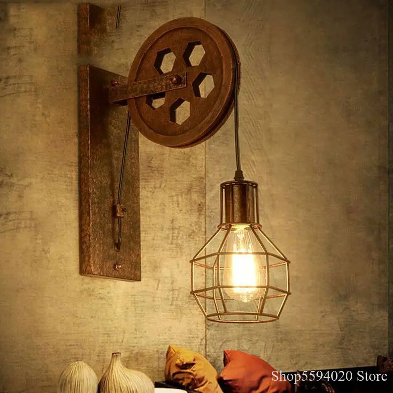 Loft Retro Wall Lamp Lifting Pulley Wall Light Vintage Industrial Style Iron Wall Lighting Suspension Pendant Light Lamparas
Loft Retro Wall Lamp Lifting Pulley Wall Light Vintage Industrial Style Iron Wall Lighting Suspension Pendant Light Lamparas