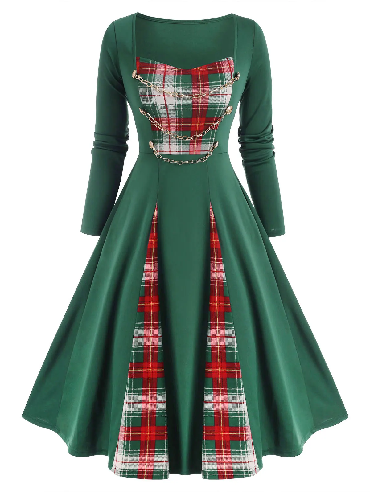 Women's Vintaage 1950s Dresses Long Sleeve Empire Waist Lace Plaid Button Flare With Belt Crew Neck Cocktail Party Maxi Dress
Women's Vintaage 1950s Dresses Long Sleeve Empire Waist Lace Plaid Button Flare With Belt Crew Neck Cocktail Party Maxi Dress