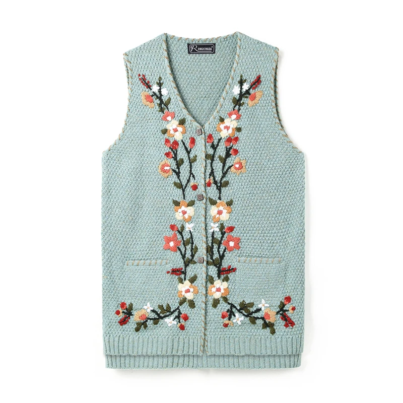 LYNETTE'S CHINOISERIE Spring Autumn Women All-match Loose Vintage Flower Embroidery Knitting Vest Cardigan Black V-neck Sweaters
LYNETTE'S CHINOISERIE Spring Autumn Women All-match Loose Vintage Flower Embroidery Knitting Vest Cardigan Black V-neck Sweaters