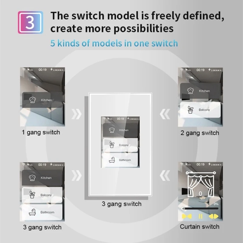 Wifi LCD Smart Wall Light Switch Power Consumption Smart 4-in-1 Home Switch Smart Home Curtain Switch For Alexa Google Home
Wifi LCD Smart Wall Light Switch Power Consumption Smart 4-in-1 Home Switch Smart Home Curtain Switch For Alexa Google Home