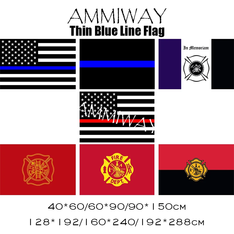 AMMIWAY тонкая синяя линия флаги полиции США пожарный памятный траурный флаг отдел