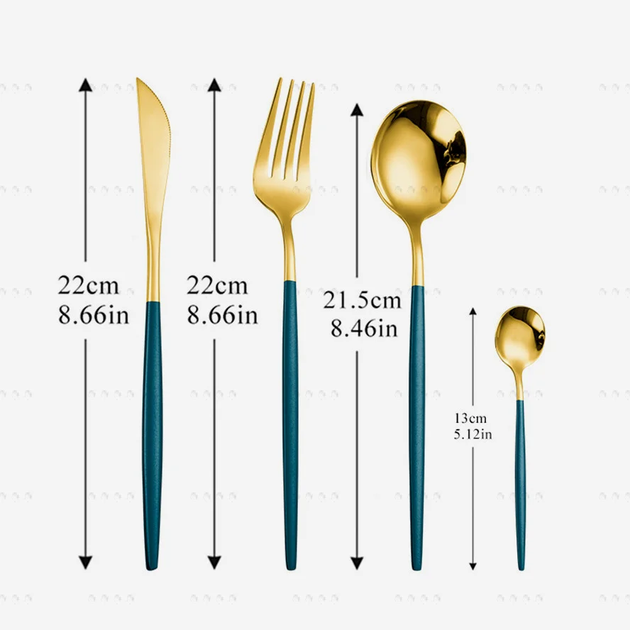 Stainless Steel Cutlery Set 4 Pieces Tableware Set Green Gold Knife Fork Coffee Spoon Flatware Golden Utensils Party Dinnerware
Stainless Steel Cutlery Set 4 Pieces Tableware Set Green Gold Knife Fork Coffee Spoon Flatware Golden Utensils Party Dinnerware
