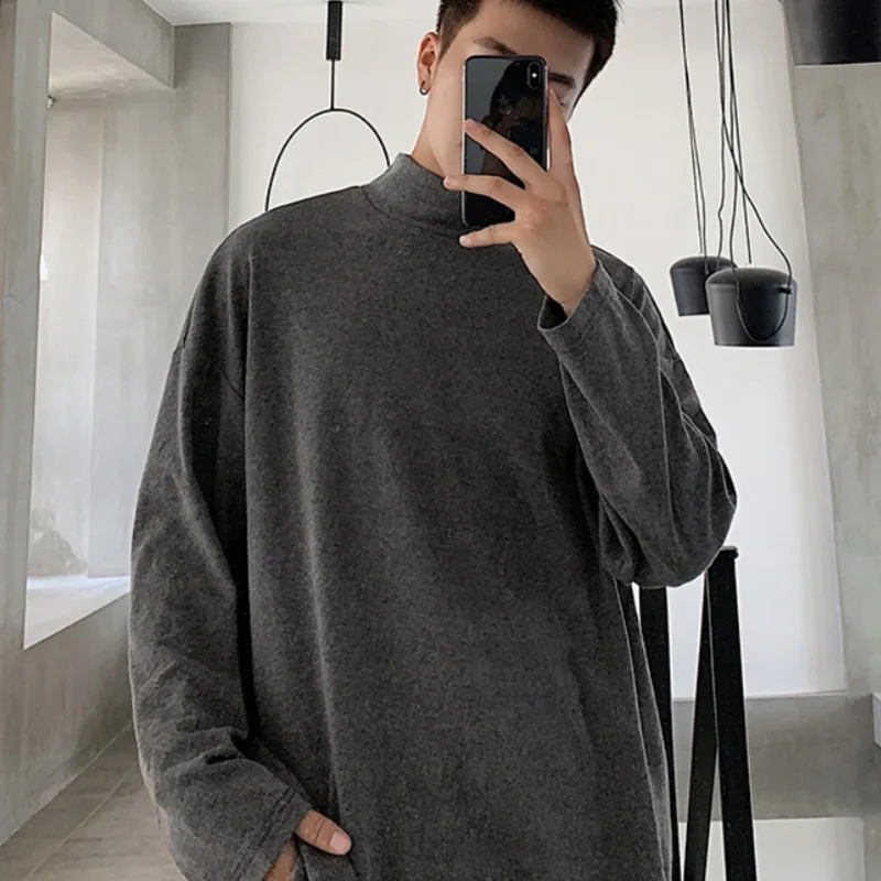 Autumn Winter High Collar Solid Color T-shirt Men Korean Fashion Loose Casual T-shirt Men Streetwear Long-sleeved T-shirt Men
Autumn Winter High Collar Solid Color T-shirt Men Korean Fashion Loose Casual T-shirt Men Streetwear Long-sleeved T-shirt Men