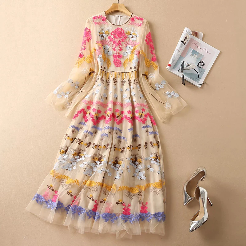 2022 Spring Long Maxi Party Dress Women Matching Color Long Sleeve Mesh Embroidery Floral High Quality Holiday Dresses
2022 Spring Long Maxi Party Dress Women Matching Color Long Sleeve Mesh Embroidery Floral High Quality Holiday Dresses