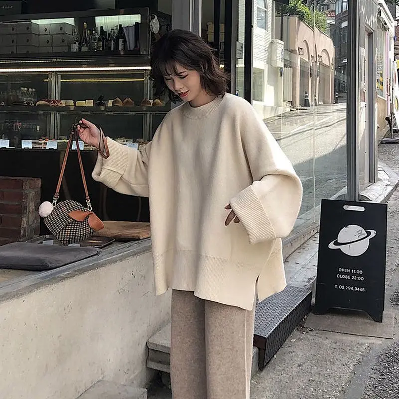 Preppy Style Sweater Women Autumn-Winter New Solid Color Split Loose Long-sleeved Sweaters Female Korean Fashion Trend Pullovers
Preppy Style Sweater Women Autumn-Winter New Solid Color Split Loose Long-sleeved Sweaters Female Korean Fashion Trend Pullovers