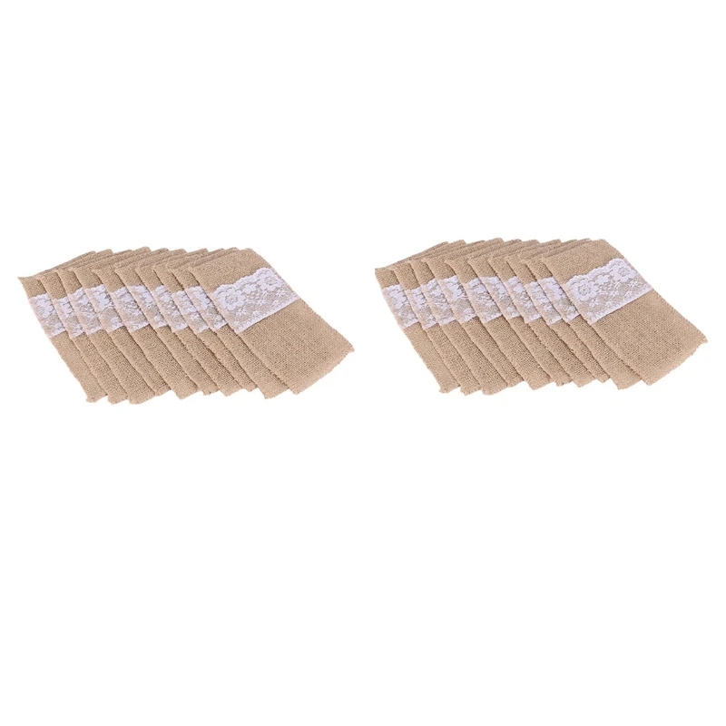 100Pcs Natural Jute Cutlery Knives And Forks Cutlery Set Silverware Bag Holder Burlap & Lace Party Wedding Decor,21X11cm
100Pcs Natural Jute Cutlery Knives And Forks Cutlery Set Silverware Bag Holder Burlap & Lace Party Wedding Decor,21X11cm