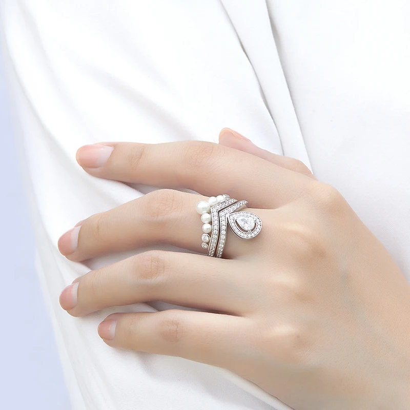 COSYA 100% 925 Sterling Silver Micro-Inlaid Water Drop Zircon Luxury Wedding Anniversary Pearl Female Ring Set Fine Jewelry Gift
COSYA 100% 925 Sterling Silver Micro-Inlaid Water Drop Zircon Luxury Wedding Anniversary Pearl Female Ring Set Fine Jewelry Gift