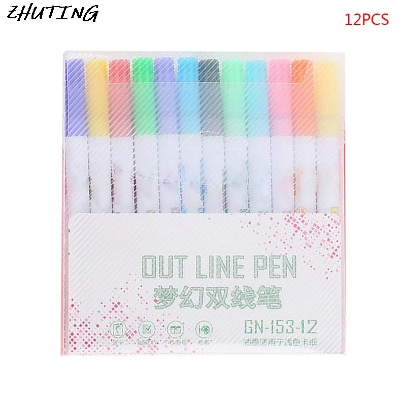 12 Pcs Double Line Outline Pen Drawing Highlighter Dream Color Fluorescent Marker Office School Supply Kids Students Gifts 
12 Pcs Double Line Outline Pen Drawing Highlighter Dream Color Fluorescent Marker Office School Supply Kids Students Gifts