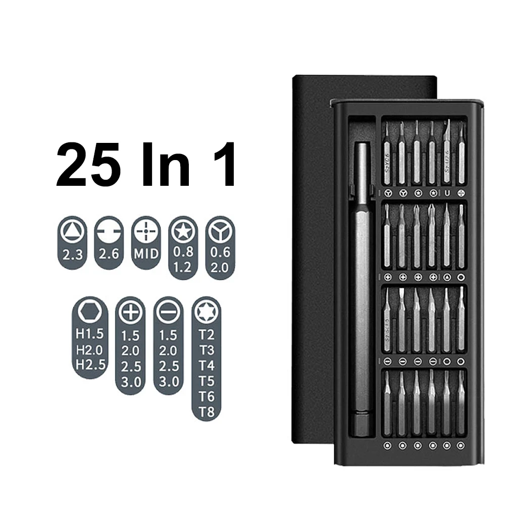25-in-1 Set Screwdriver Set Precision Magnetic Screw Driver Bits Hex Bit Handle Mobile Phone Repair Screwdriver Kit Tools
25-in-1 Set Screwdriver Set Precision Magnetic Screw Driver Bits Hex Bit Handle Mobile Phone Repair Screwdriver Kit Tools