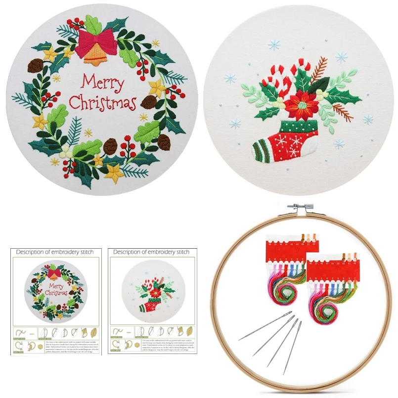 Christmas Embroidery Kit for Beginners Stitch Embroidery Set Christmas Embroidery Pendant Sewing Kit English Instruction
Christmas Embroidery Kit for Beginners Stitch Embroidery Set Christmas Embroidery Pendant Sewing Kit English Instruction