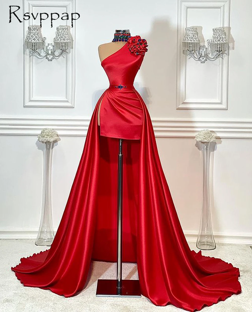 Short Front Long Back Long Evening Dresses 2022 One Shoulder High Low African Women Red Satin Formal Evening Party Gowns
Short Front Long Back Long Evening Dresses 2022 One Shoulder High Low African Women Red Satin Formal Evening Party Gowns