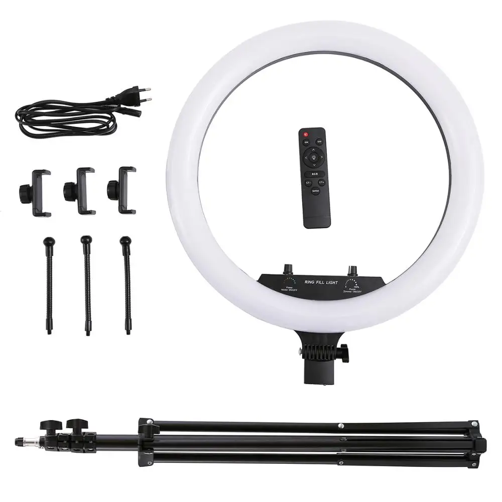 14 18inch Photo Studio lighting LED RGB Ring Light Photography Large Lamp With Tripod Stand for Video Makeup TikTok Youtube Vlog 
14 18inch Photo Studio lighting LED RGB Ring Light Photography Large Lamp With Tripod Stand for Video Makeup TikTok Youtube Vlog