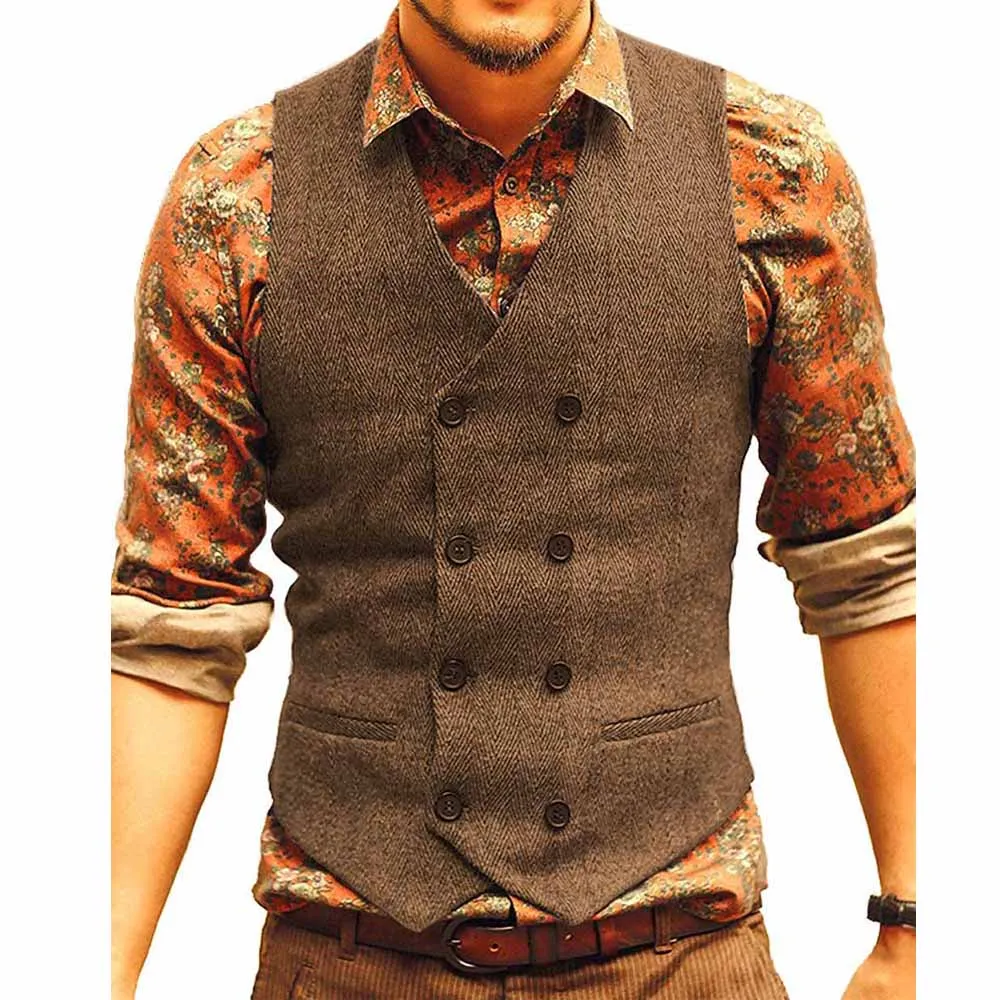 Men Vests Suit Vest Tweed Man Waistcoat Brown Black Groomman Wedding Clothing Jacket Victorian Style Steampunk Business 2021
Men Vests Suit Vest Tweed Man Waistcoat Brown Black Groomman Wedding Clothing Jacket Victorian Style Steampunk Business 2021