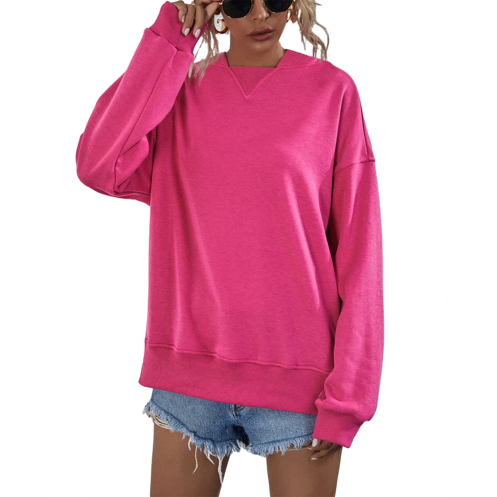 Women’s Casual Long-sleeved Fleece Hoodies Fashion Solid Color Loose Pullover Sweatshirt Plush Hooded Sweater Solid Color 
Women’s Casual Long-sleeved Fleece Hoodies Fashion Solid Color Loose Pullover Sweatshirt Plush Hooded Sweater Solid Color
