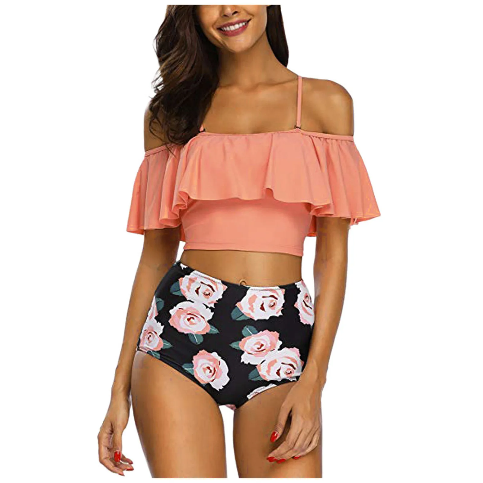 Sexy Bikinis 2021 Women Two Piece Swimwear Ruffled Top With High-waisted Bottom Bikini Set Push-Up Brazilian Swimsuit Bathing
Sexy Bikinis 2021 Women Two Piece Swimwear Ruffled Top With High-waisted Bottom Bikini Set Push-Up Brazilian Swimsuit Bathing