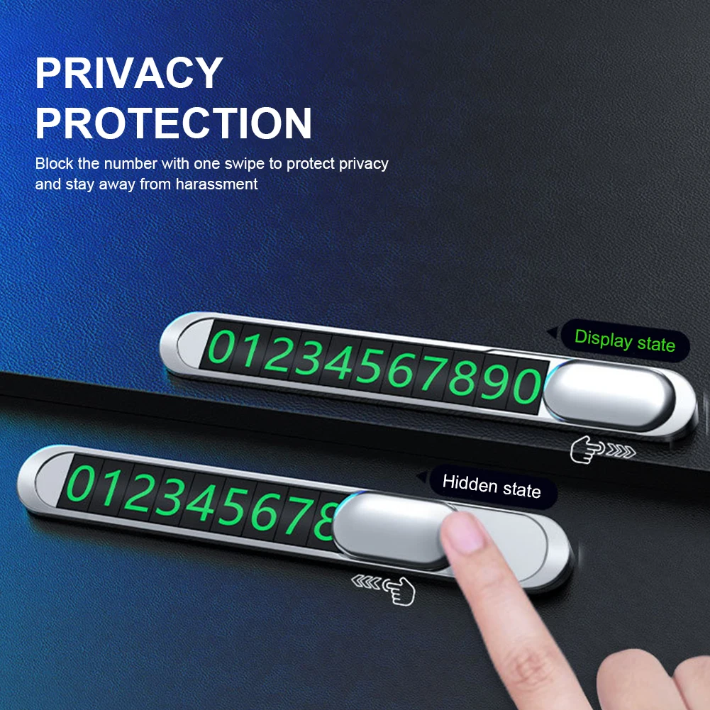 Car Temporary Parking Card Luminous Metal Alloy Hidden Telephone Number Plate Auto Park Stop Car Styling Auto Accessories
Car Temporary Parking Card Luminous Metal Alloy Hidden Telephone Number Plate Auto Park Stop Car Styling Auto Accessories