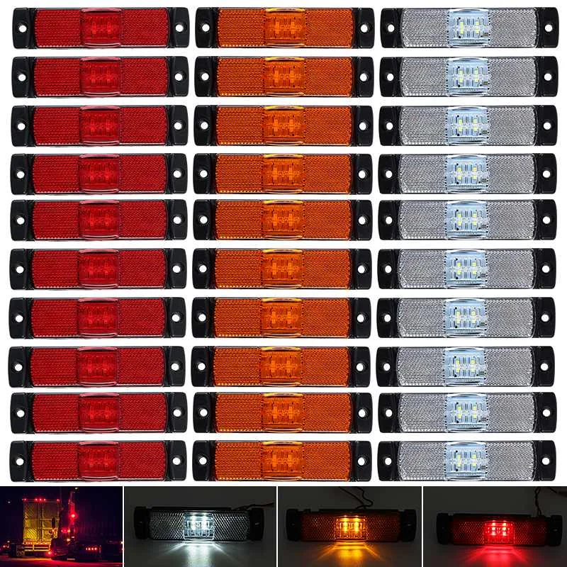 10pcs 4 LED 24V Car Truck Lorry Trailer Side Marker Indicators Light Car Turn Signal Brake Rear Warning Tail Light Lamp
10pcs 4 LED 24V Car Truck Lorry Trailer Side Marker Indicators Light Car Turn Signal Brake Rear Warning Tail Light Lamp