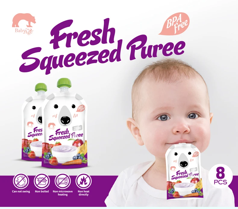 8PCS High Quality Resealable Fresh Squeezed Pouches Practical Baby Weaning Food Puree Reusable Squeeze for Newborn
8PCS High Quality Resealable Fresh Squeezed Pouches Practical Baby Weaning Food Puree Reusable Squeeze for Newborn