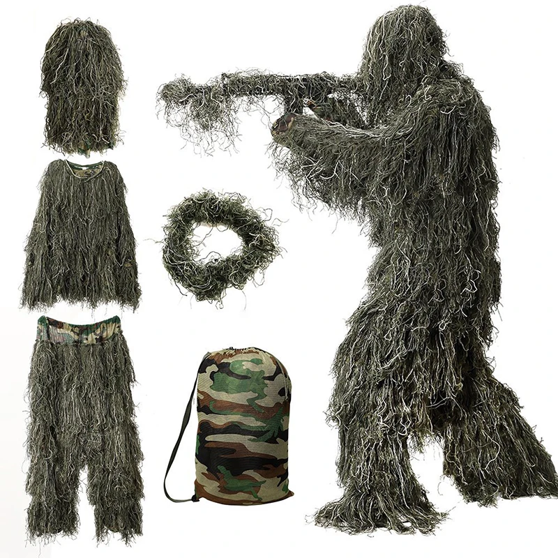 Camouflage Military Tactical Ghillie Suit Outdoor Hunting Combat CS Shooting Ghillie Jacket Bird Watching Camo Clothes 5 Sets
Camouflage Military Tactical Ghillie Suit Outdoor Hunting Combat CS Shooting Ghillie Jacket Bird Watching Camo Clothes 5 Sets