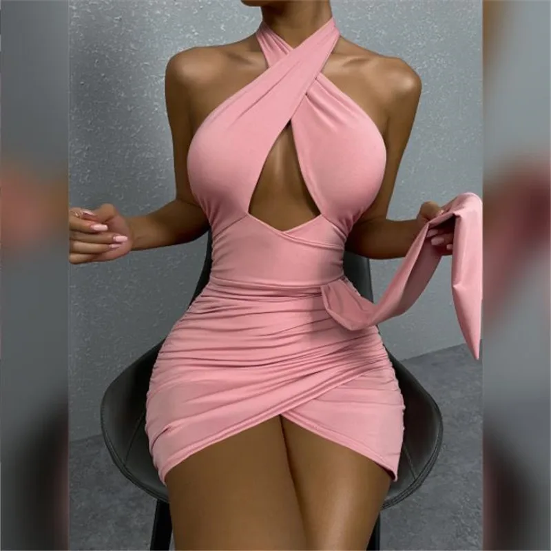 Lanyard Bag Hip Dress Sexy Cross Halter Pleated Dress Robe Femme Vestido Feminino Roupas Femininas Elegant Beautiful
Lanyard Bag Hip Dress Sexy Cross Halter Pleated Dress Robe Femme Vestido Feminino Roupas Femininas Elegant Beautiful