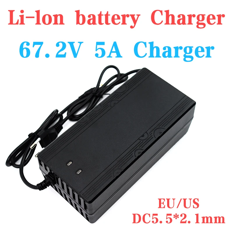 67.2V 5A Lithium battery Charger for 16Series 60V 5A ebike Scooter battery pack Li-ion Fast Smart Charger DC 5.5*2.1 EU US plug 
67.2V 5A Lithium battery Charger for 16Series 60V 5A ebike Scooter battery pack Li-ion Fast Smart Charger DC 5.5*2.1 EU US plug