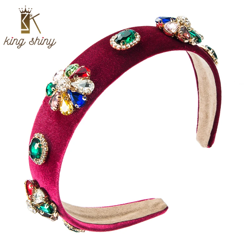 King Shiny Elegant Baroque Multi Color Crystal Flower Headband Vintage Geometric Gem Diamond Velvet Haiband Girls Party Headwear
King Shiny Elegant Baroque Multi Color Crystal Flower Headband Vintage Geometric Gem Diamond Velvet Haiband Girls Party Headwear