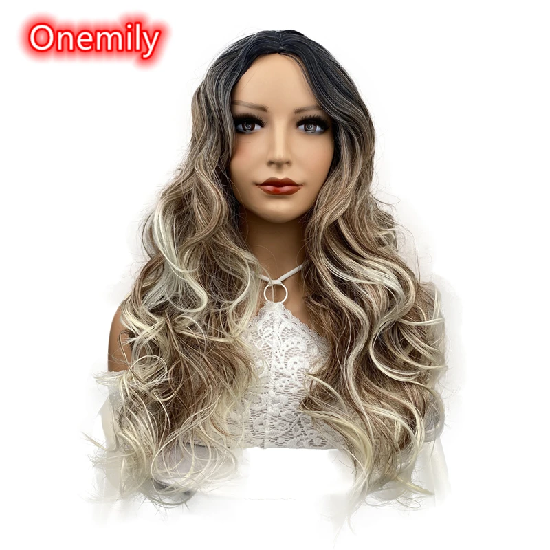 Onemily Long Wavy Heat Resistant Synthetic Ombre Wigs for Women Girls with Bangs Theme Party Out Fun Brown Blonde with Dark Root
Onemily Long Wavy Heat Resistant Synthetic Ombre Wigs for Women Girls with Bangs Theme Party Out Fun Brown Blonde with Dark Root