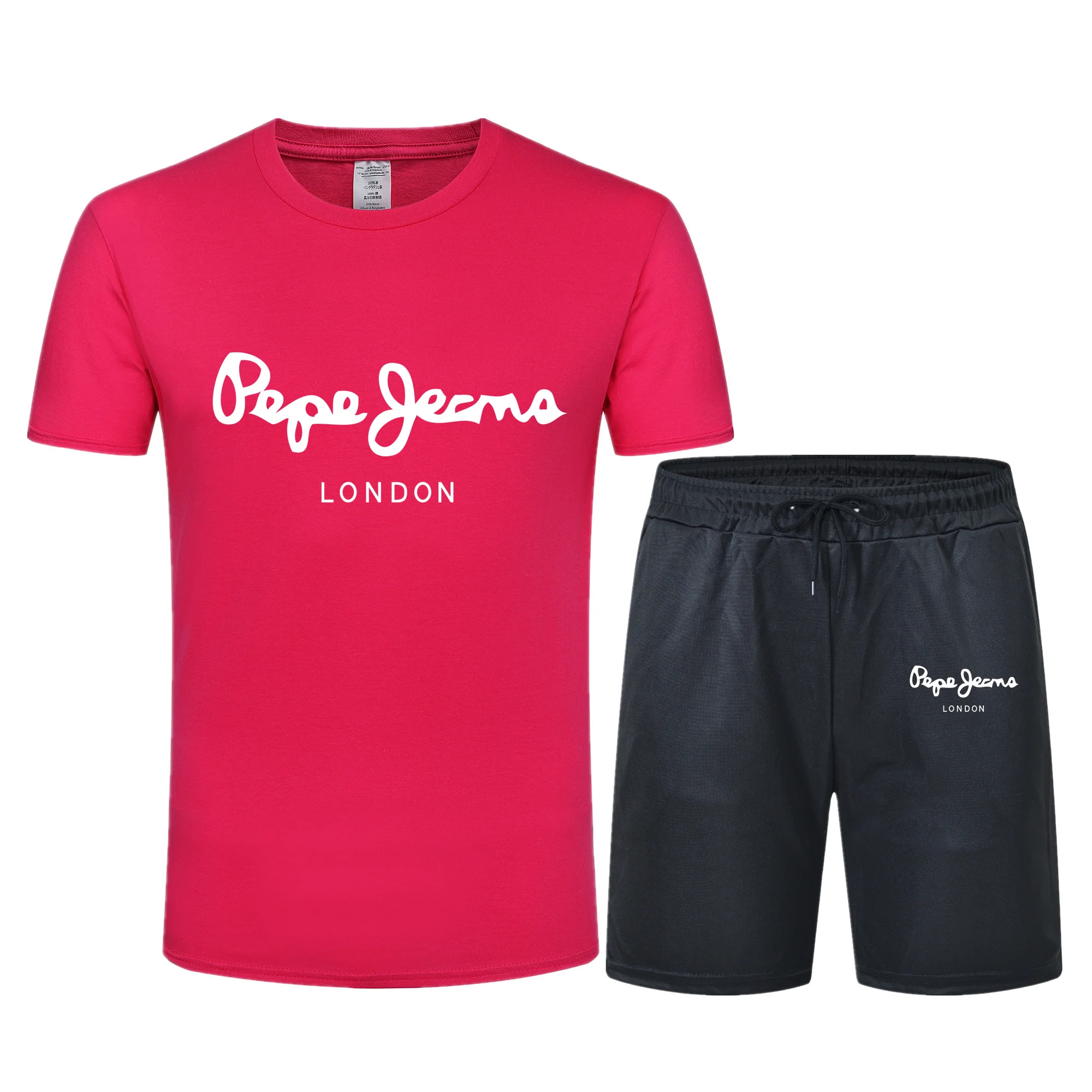 Men's Summer T-Shirt Set 2 Pieces Sportswear Basketball Suit Fitness Short-Sleeved + Shorts Suit O-Neck Cotton T Shirt
Men's Summer T-Shirt Set 2 Pieces Sportswear Basketball Suit Fitness Short-Sleeved + Shorts Suit O-Neck Cotton T Shirt