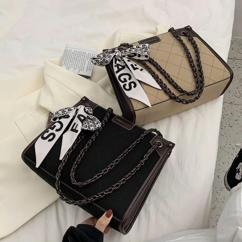 

Large-capacity bag handbag 2020 new fashion chain shoulder bag Joker ins rhombic slung tote bag