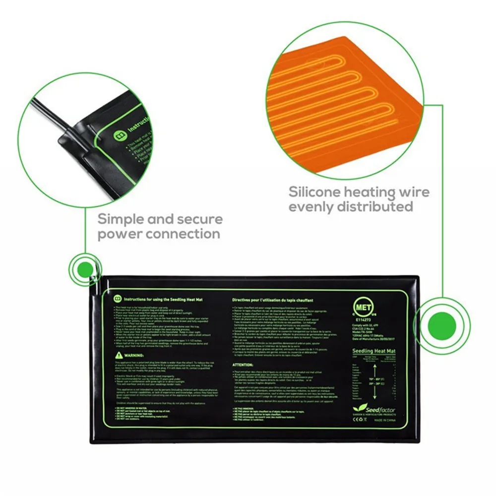 Seedling Heating Mat 50x25cm Waterproof Plant Seed Germination Propagation Clone Starter Pad 110V/220V Garden Supplies
Seedling Heating Mat 50x25cm Waterproof Plant Seed Germination Propagation Clone Starter Pad 110V/220V Garden Supplies