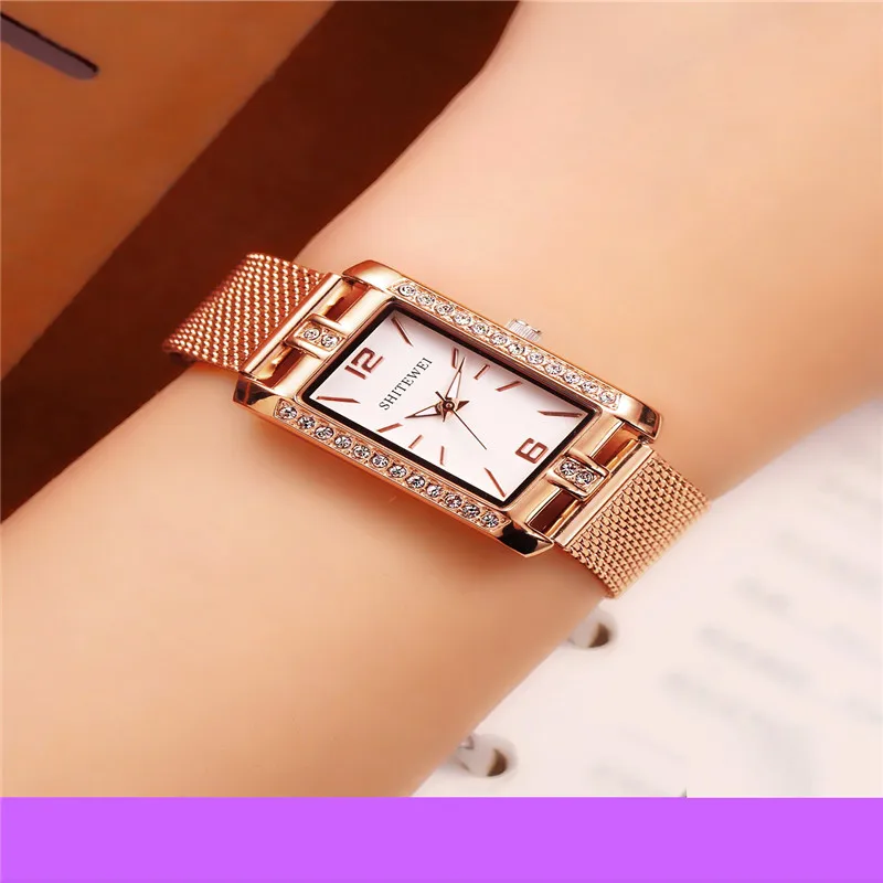 Women Rose Gold Simple Fashion Casual Brand Wristwatch Luxury Lady Square Watches Rectangle Magnet Button Simple girl Watch
Women Rose Gold Simple Fashion Casual Brand Wristwatch Luxury Lady Square Watches Rectangle Magnet Button Simple girl Watch